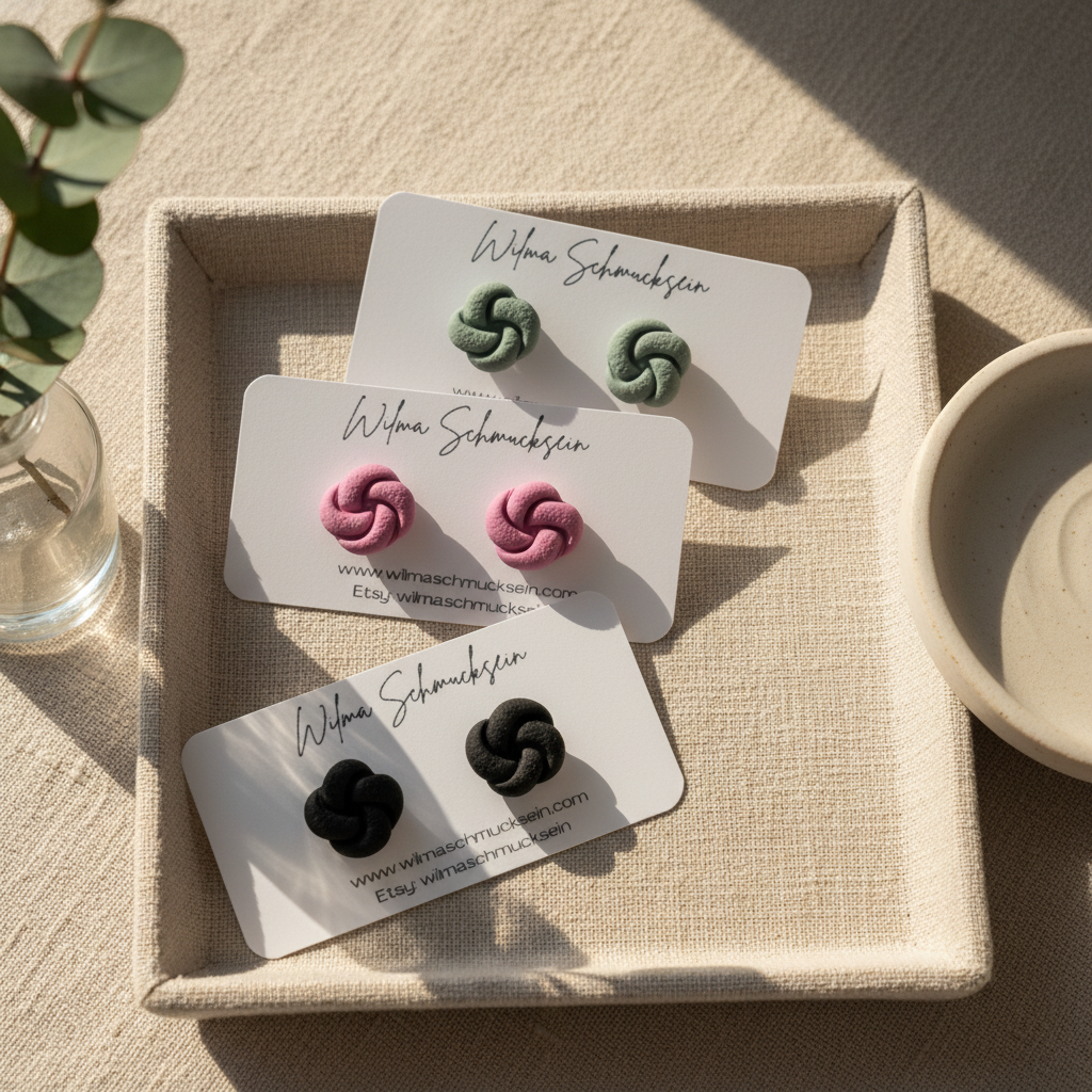 Polymer Clay Ohrstecker kleiner Knoten