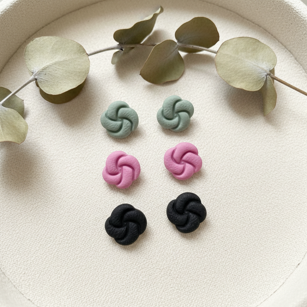 Polymer Clay Ohrstecker kleiner Knoten