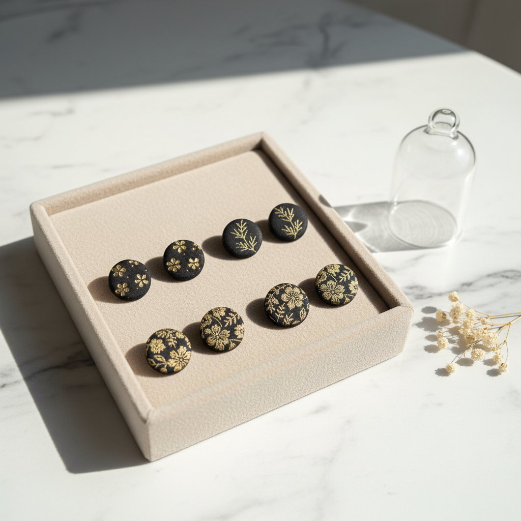Florale schwarze Ohrstecker