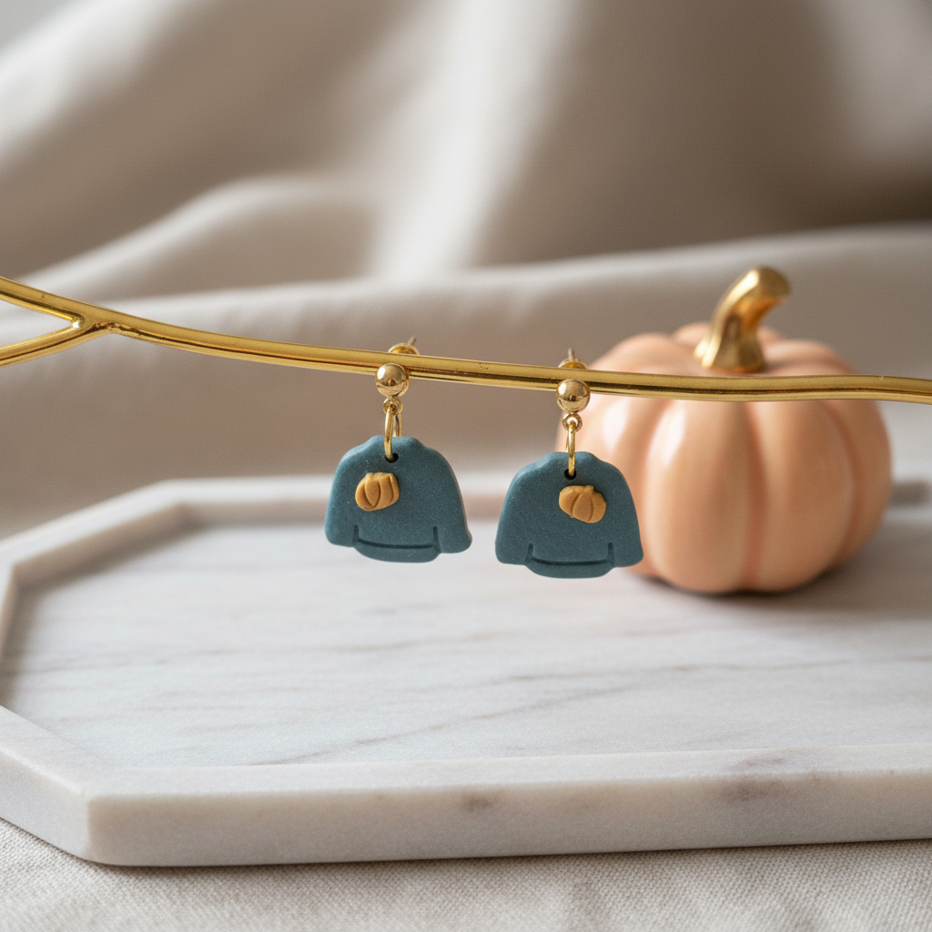 Herbst Pullover Polymer Clay Ohrringe