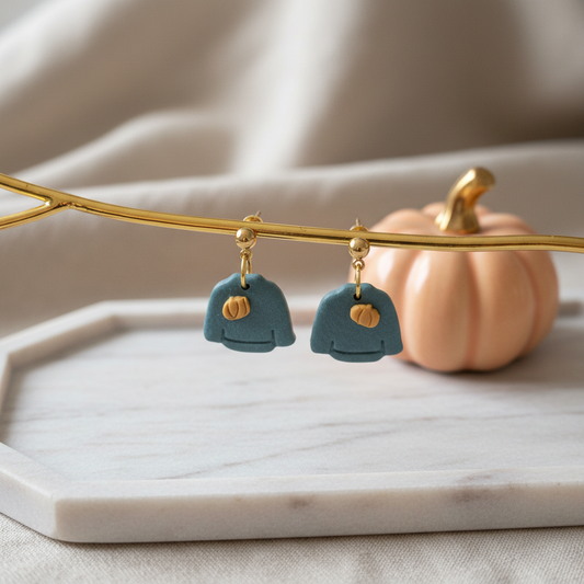 Herbst Pullover Polymer Clay Ohrringe