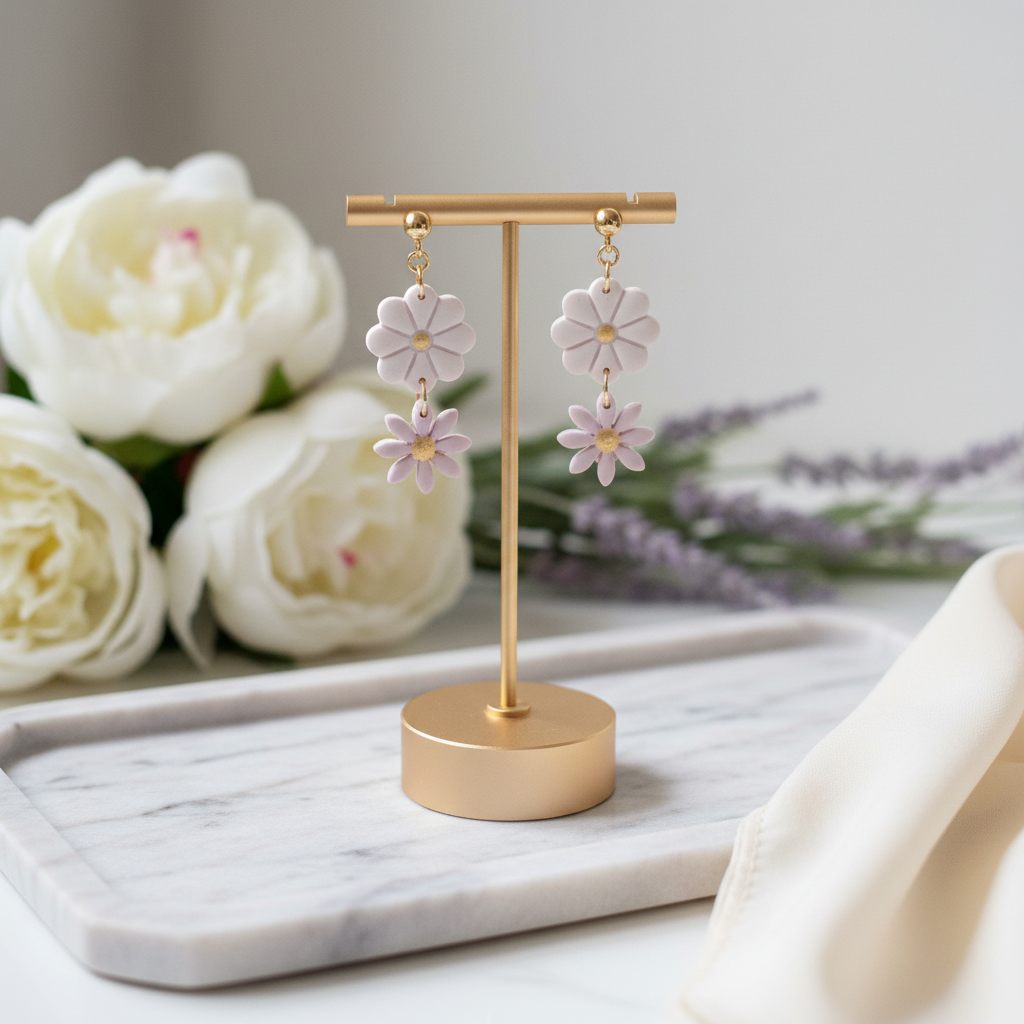 Blumen Polymer Clay Ohrringe