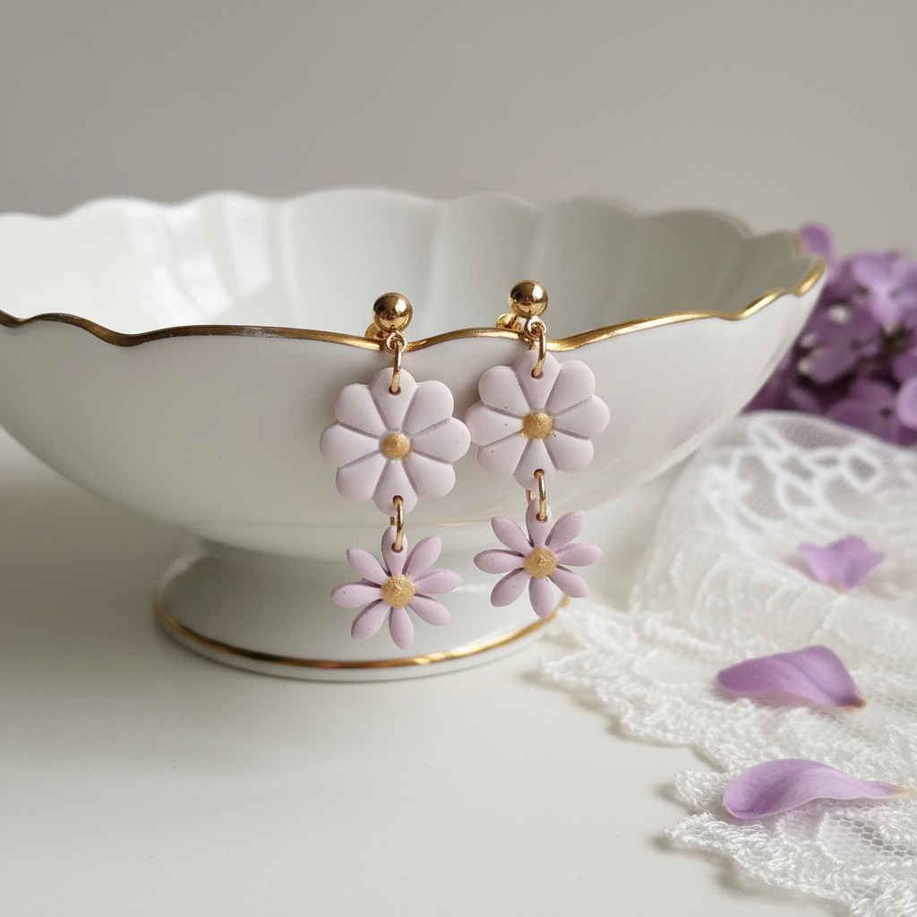 Blumen Polymer Clay Ohrringe