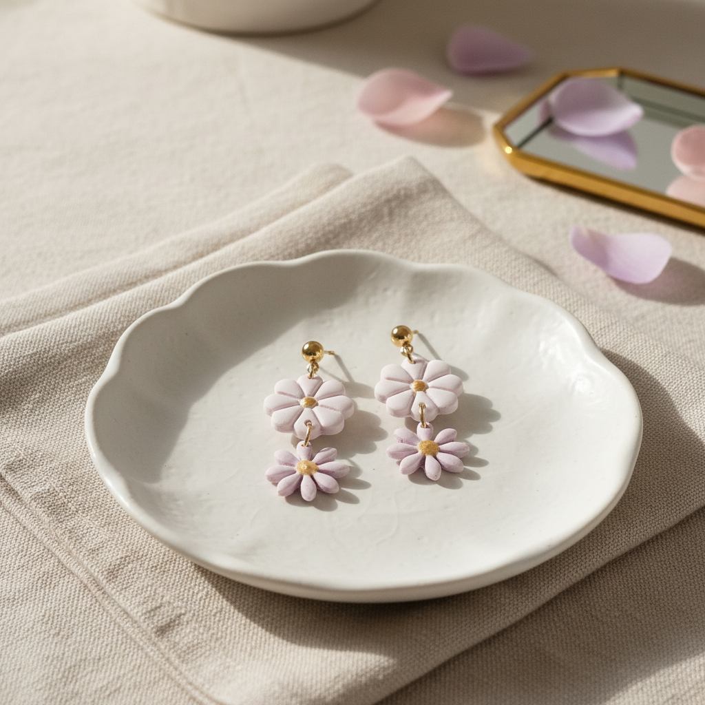 Blumen Polymer Clay Ohrringe