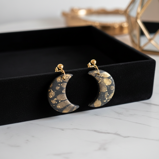 Mond Polymer Clay Ohrringe