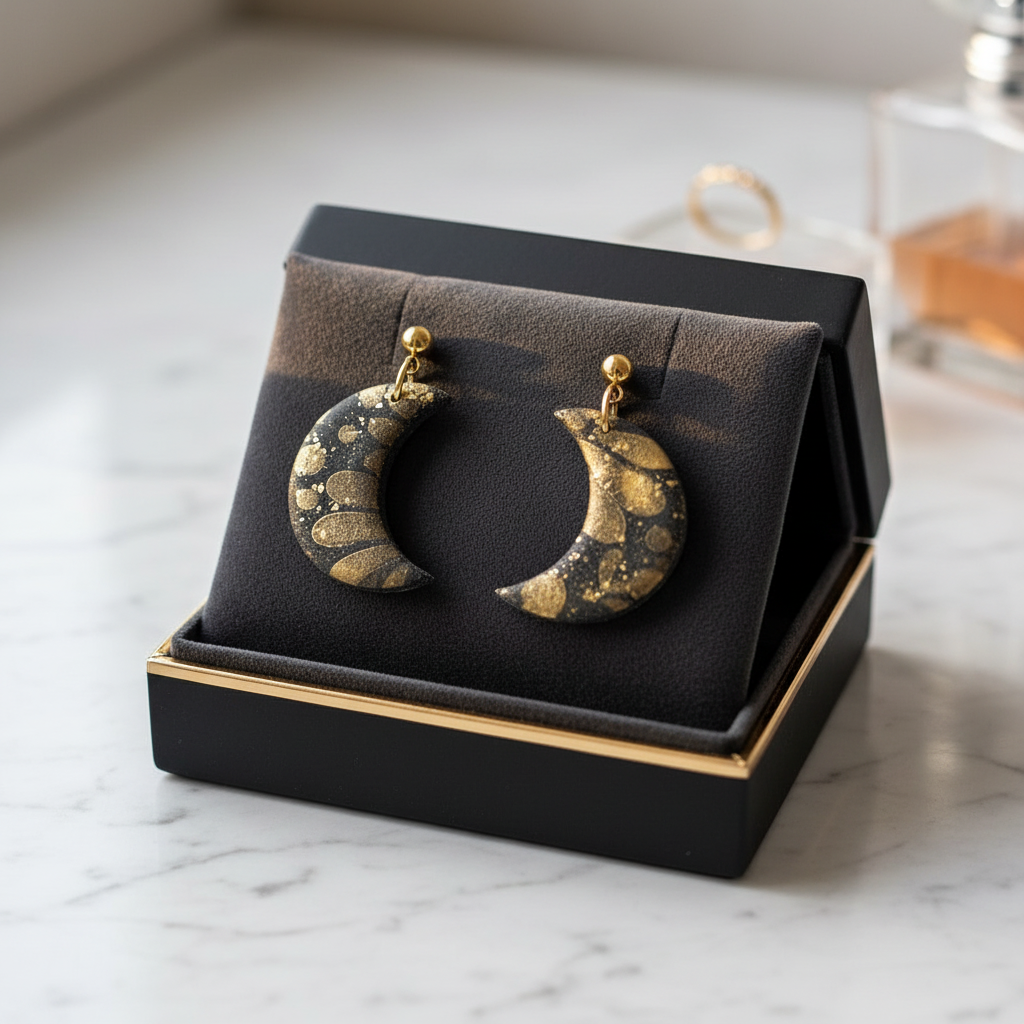 Mond Polymer Clay Ohrringe