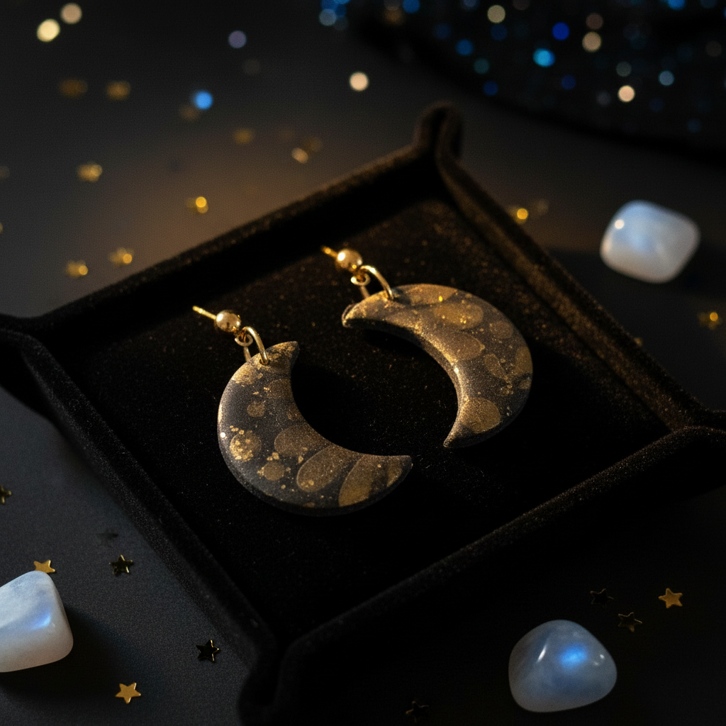 Mond Polymer Clay Ohrringe