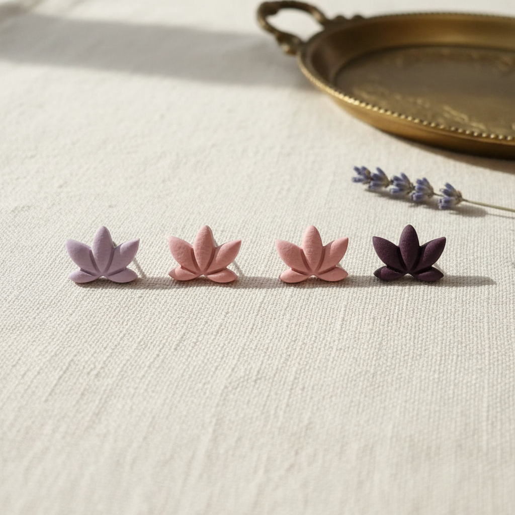 Polymer Clay Ohrstecker Lotus