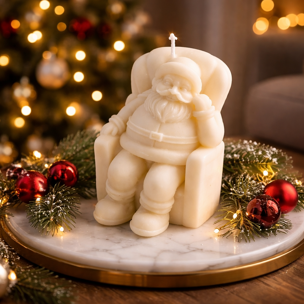 Weihnachtsmann im Sessel Kerze