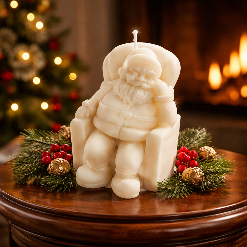 Weihnachtsmann im Sessel Kerze