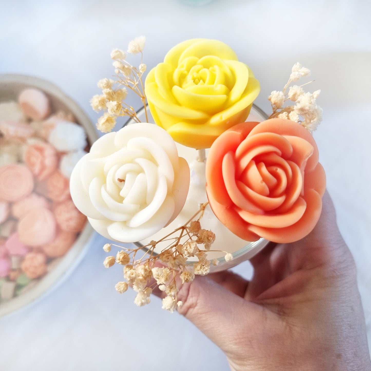 vegane Sojakerze Duftkerze im Glas mit Wachs Duftblumen