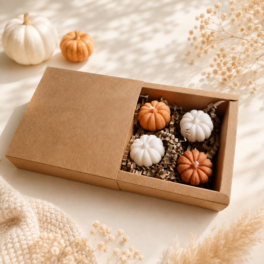 Geschenkbox kleine Kürbis Kerzen