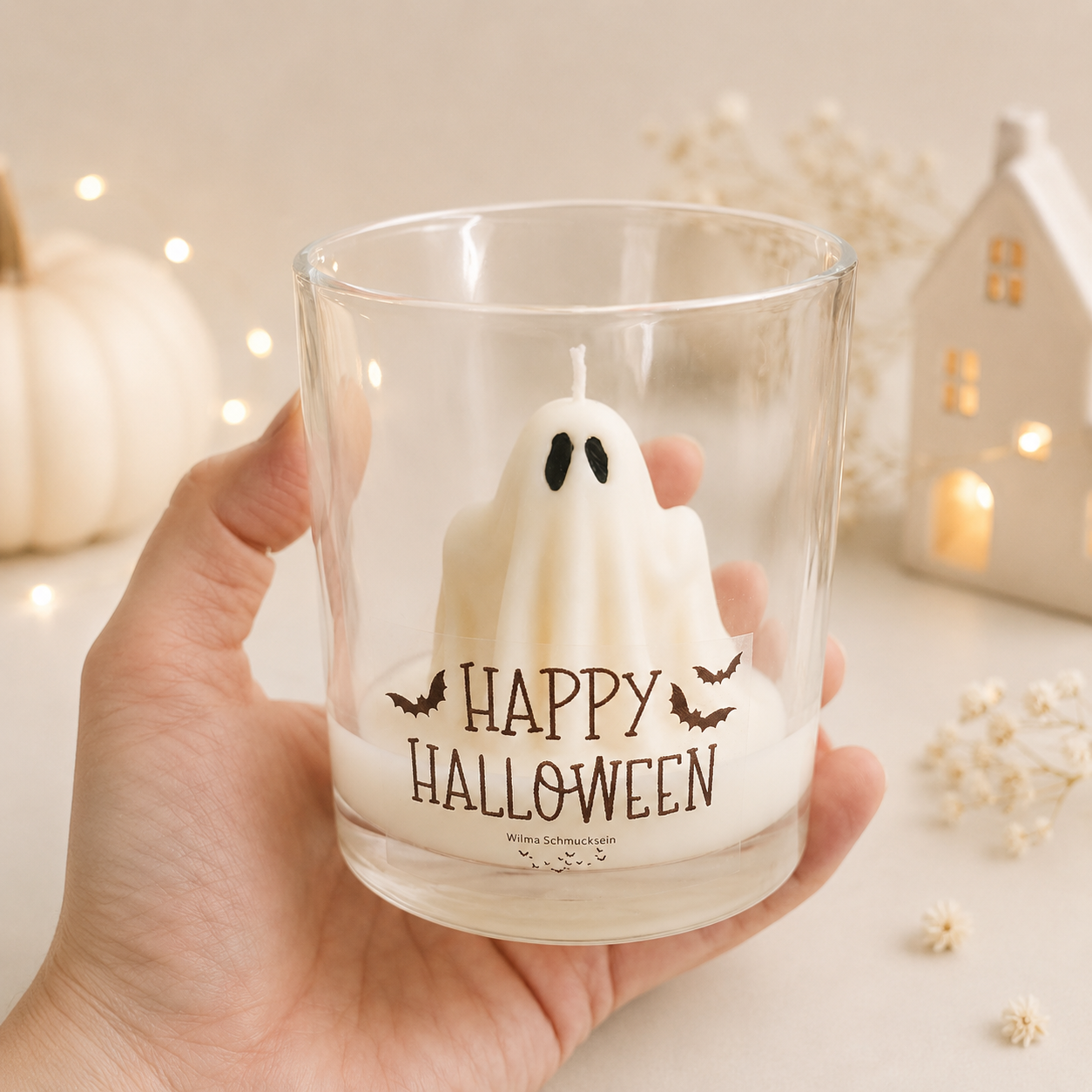 Halloween Kerze kleiner Geist im Glas