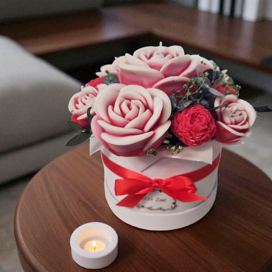 Rosen Blumenbouquet aus Kerzen