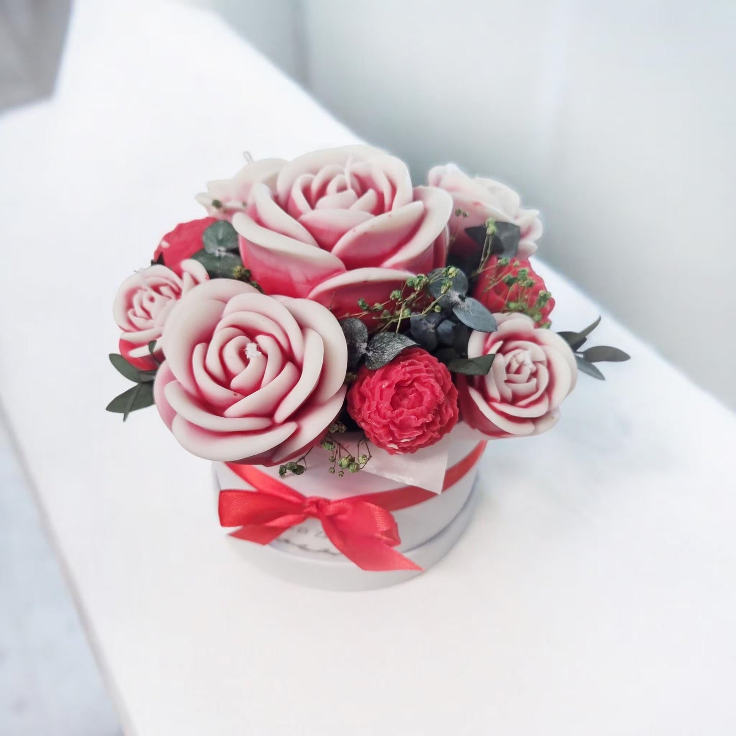 Rosen Blumenbouquet aus Kerzen