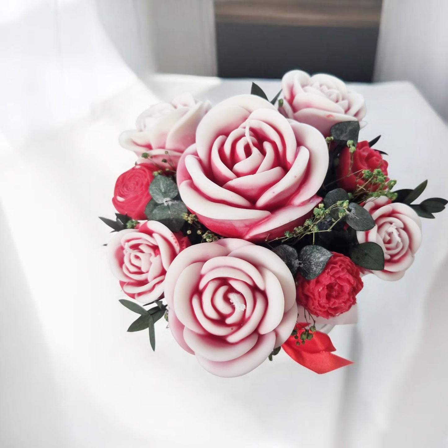 Rosen Blumenbouquet aus Kerzen