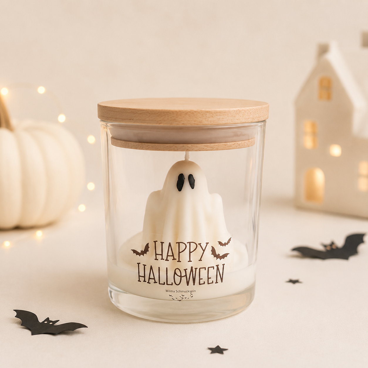 Halloween Kerze kleiner Geist im Glas
