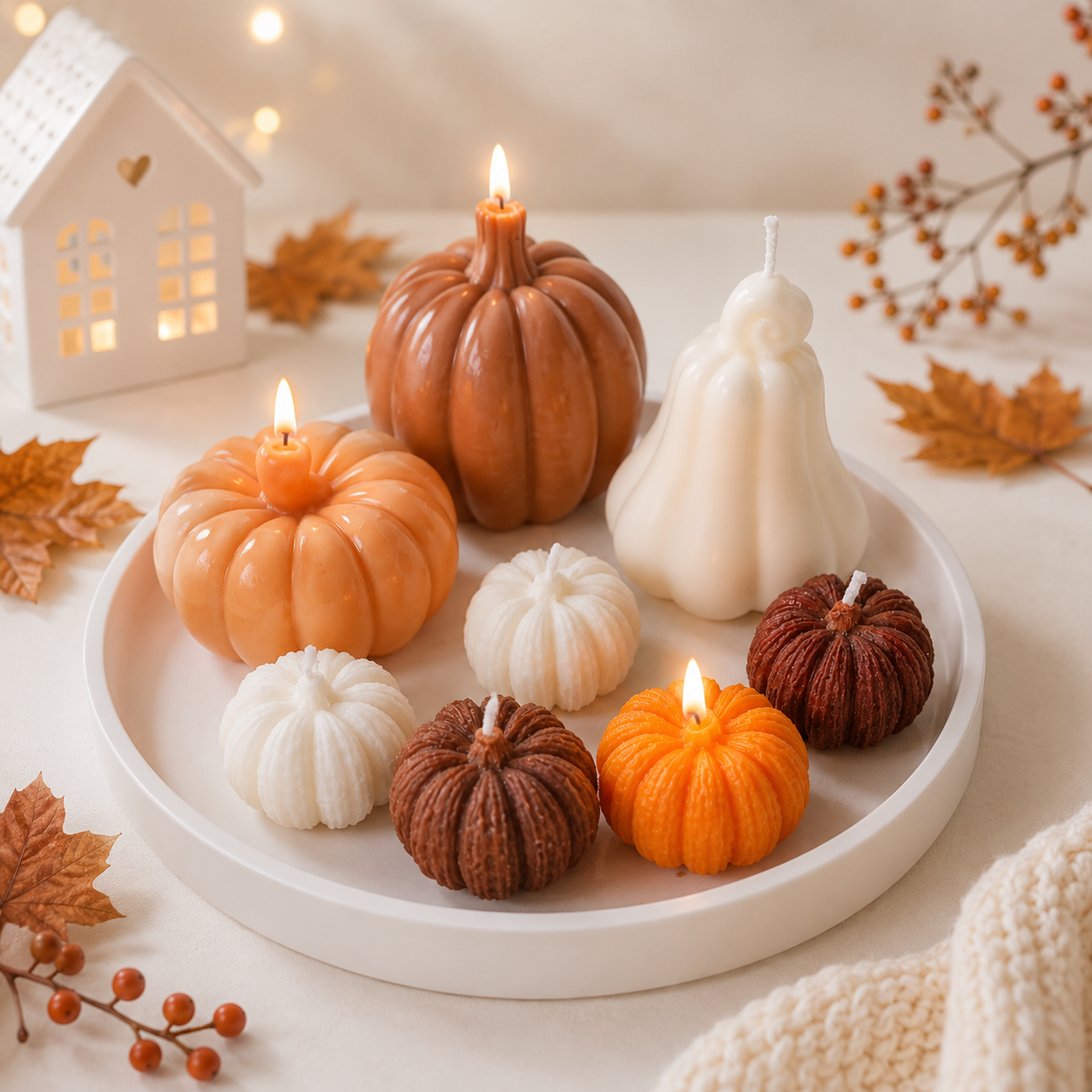 Deko Set herbstlicher Kürbisteller