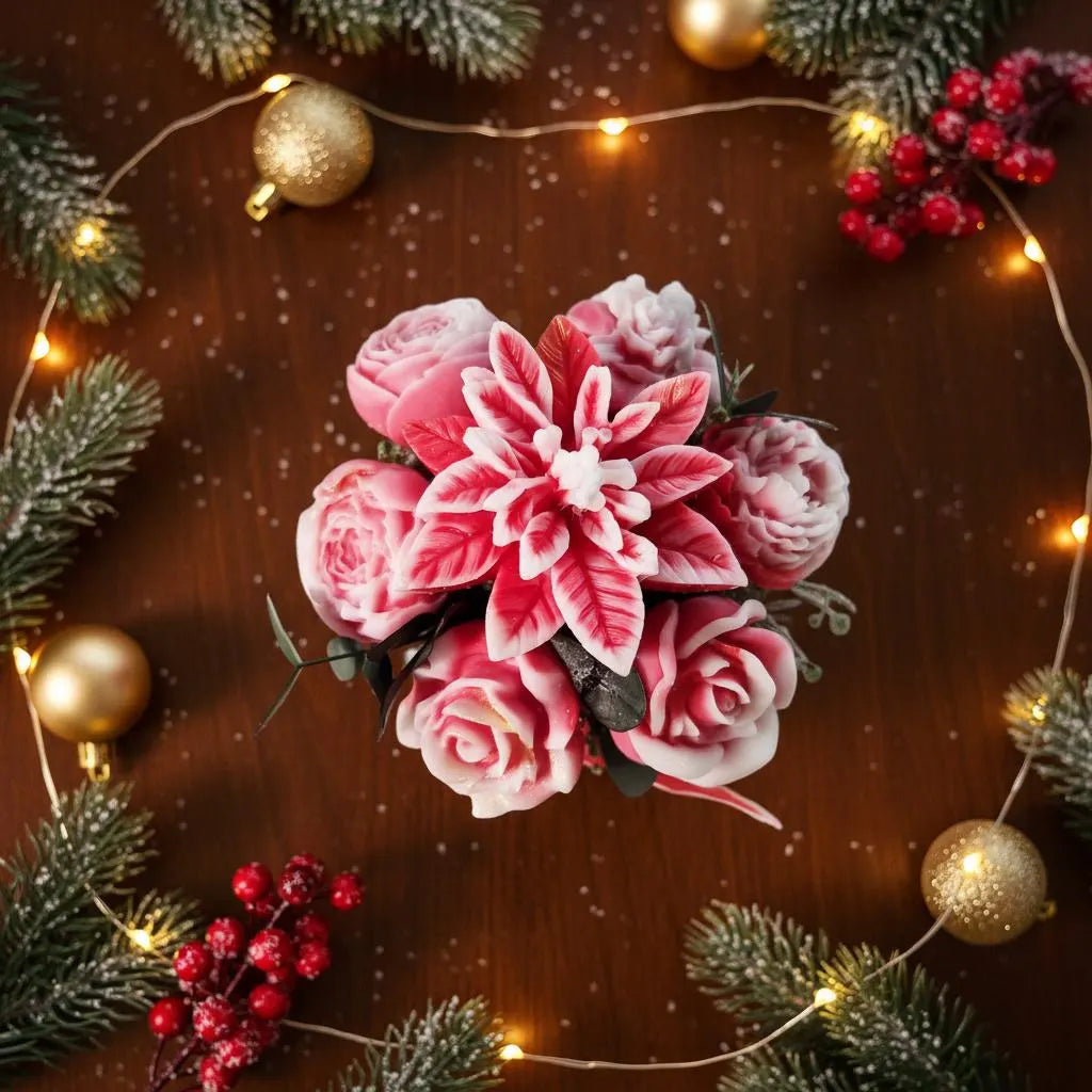 Weihnachtsstern Blumenbouquet aus Kerzen