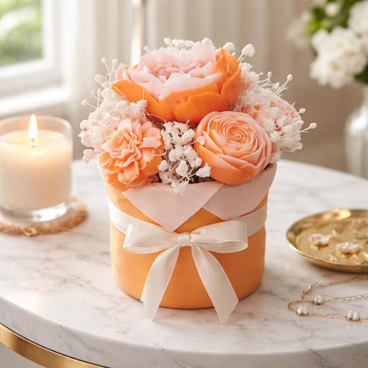 kleines Blumenbouquet aus Kerzen