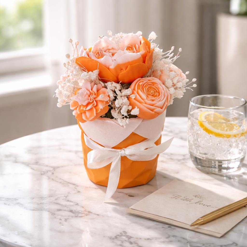 kleines Blumenbouquet aus Kerzen